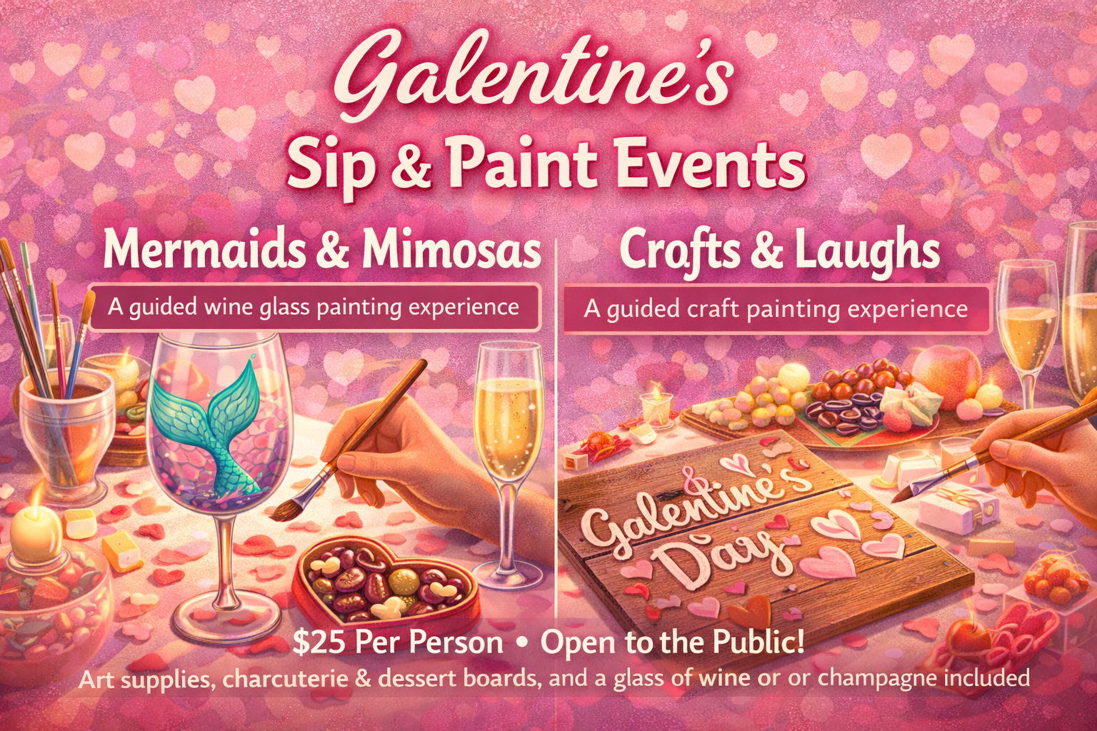 Galentine’s Sip and Paint Events